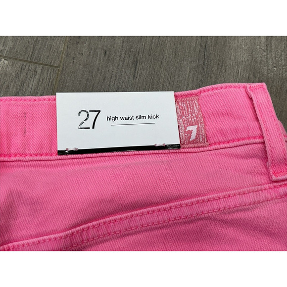 7 For All Mankind Womens 27 Pink High Waist Slim Kick Jeans Barbiecore NWT - Picture 8 of 10